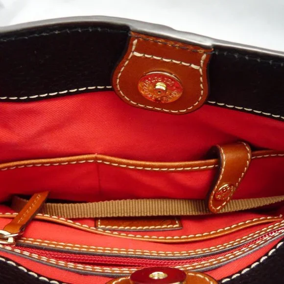 Dooney and Bourke Pebble Black Brown Chelsea Shopper leather Satchel Tote Bag